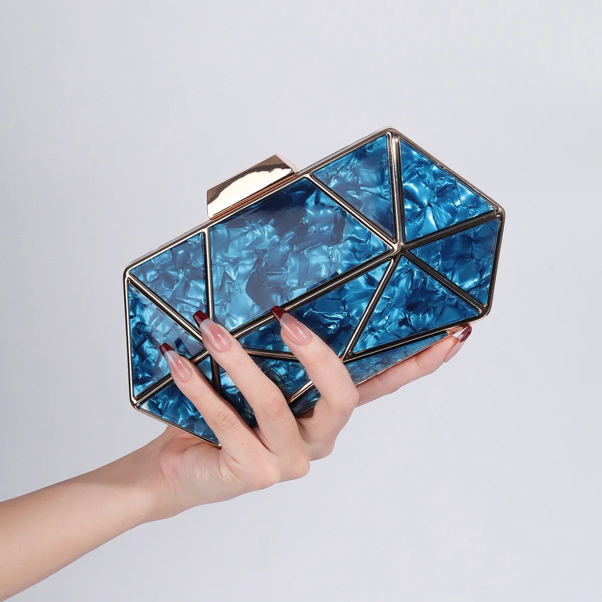 Acrylic Metal Diamond Evening Clutch Crossbody Bag