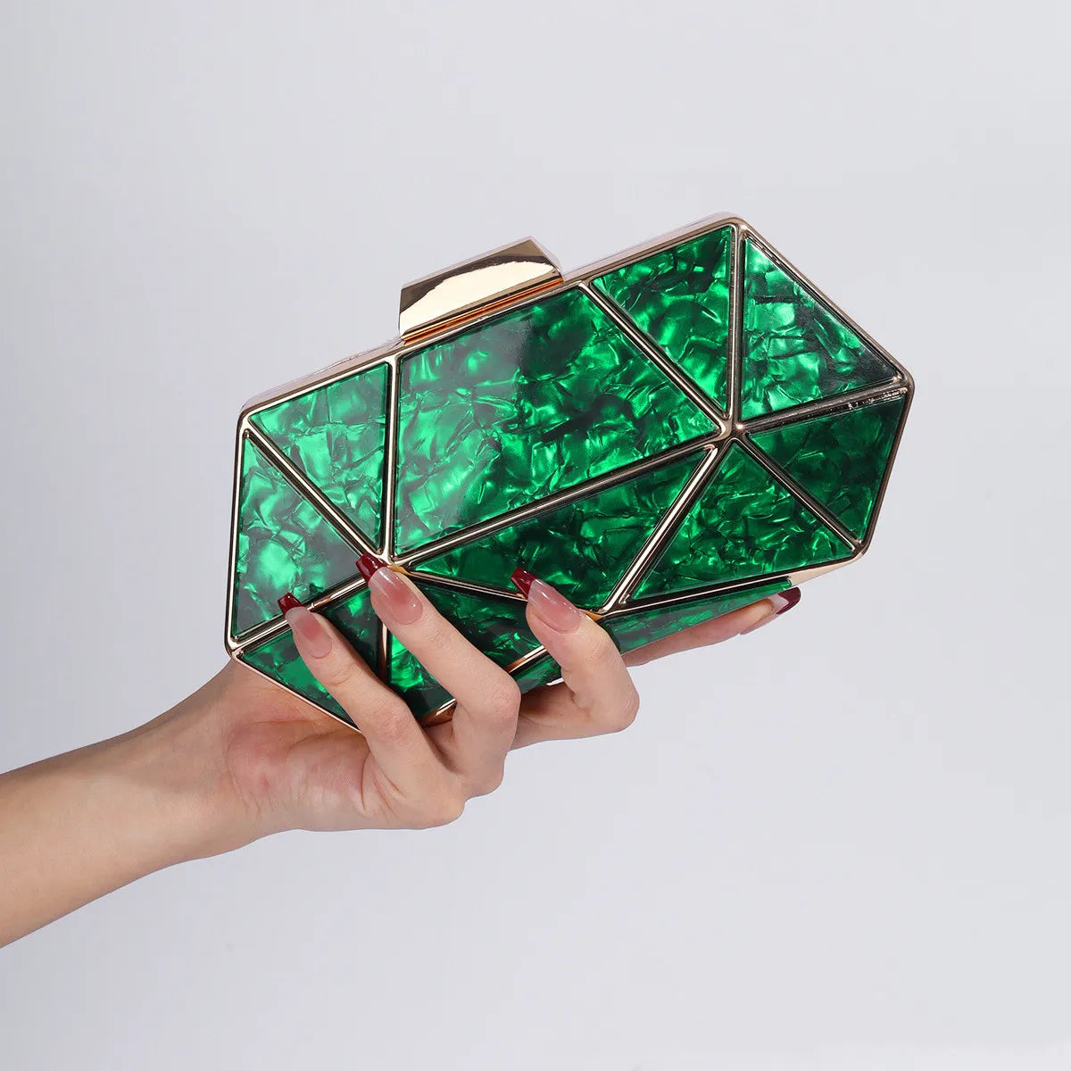 Acrylic Metal Diamond Evening Clutch Crossbody Bag