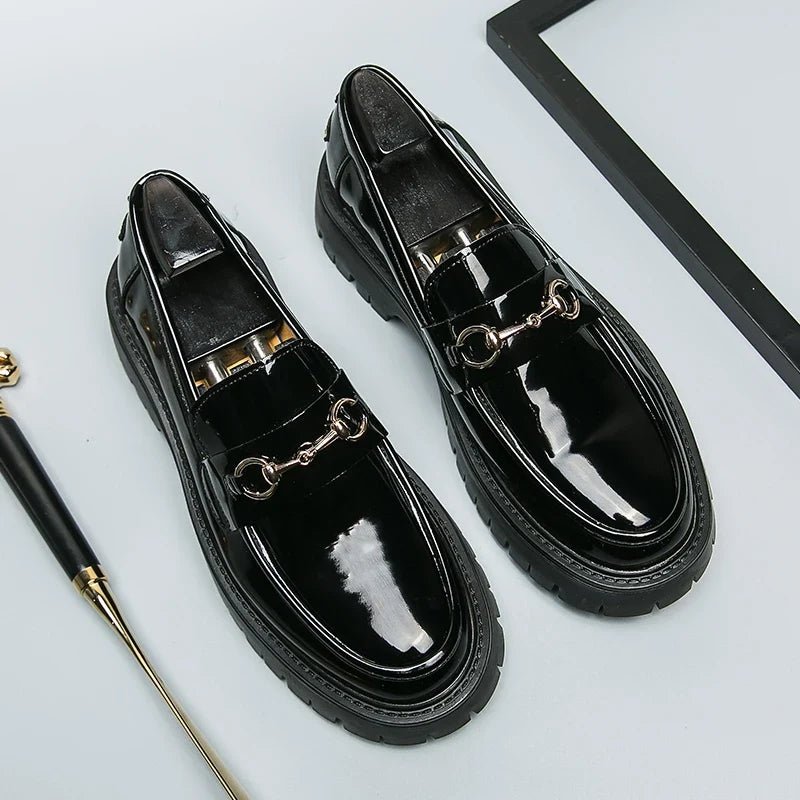 Patent Leather Tassel Platform Loafers