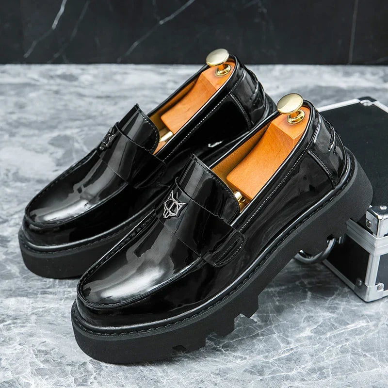 Patent Leather Tassel Platform Loafers