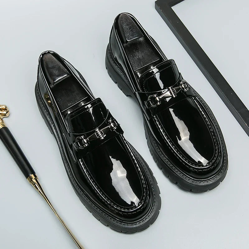 Patent Leather Tassel Platform Loafers