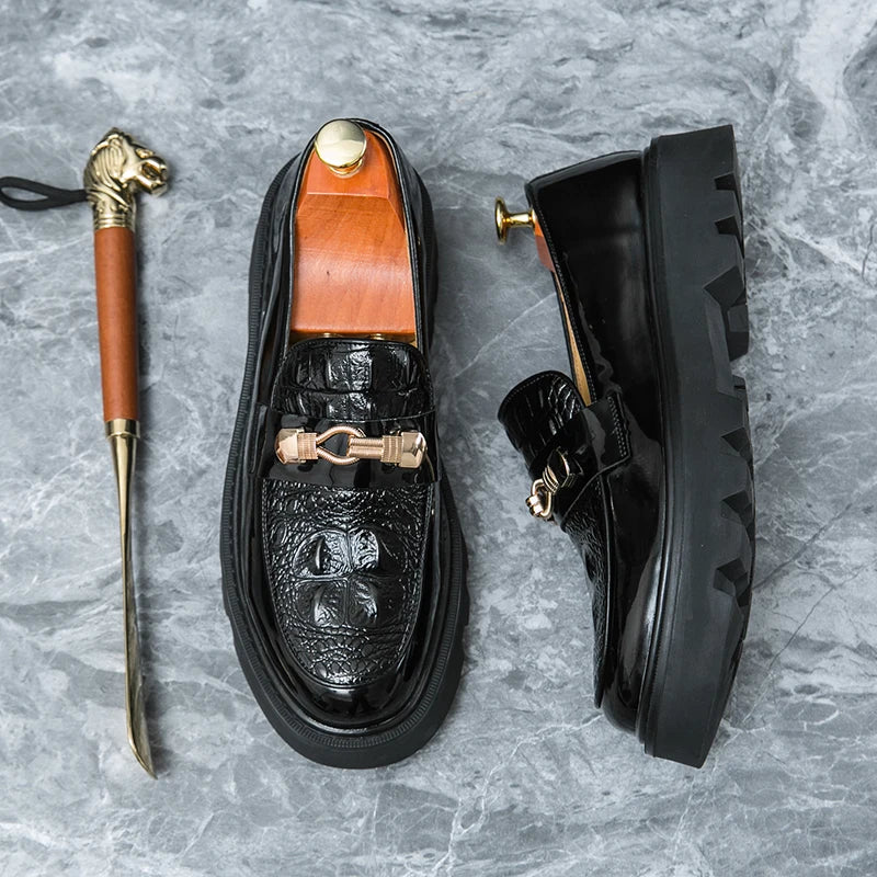 Patent Leather Tassel Platform Loafers
