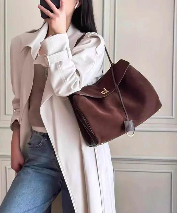 Boutique Red Versatile Suede Satchel Handbag