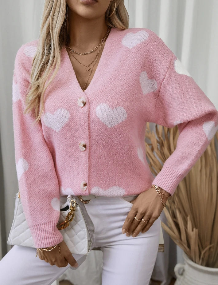 Retro Love Single-Breasted Loose Cardigan