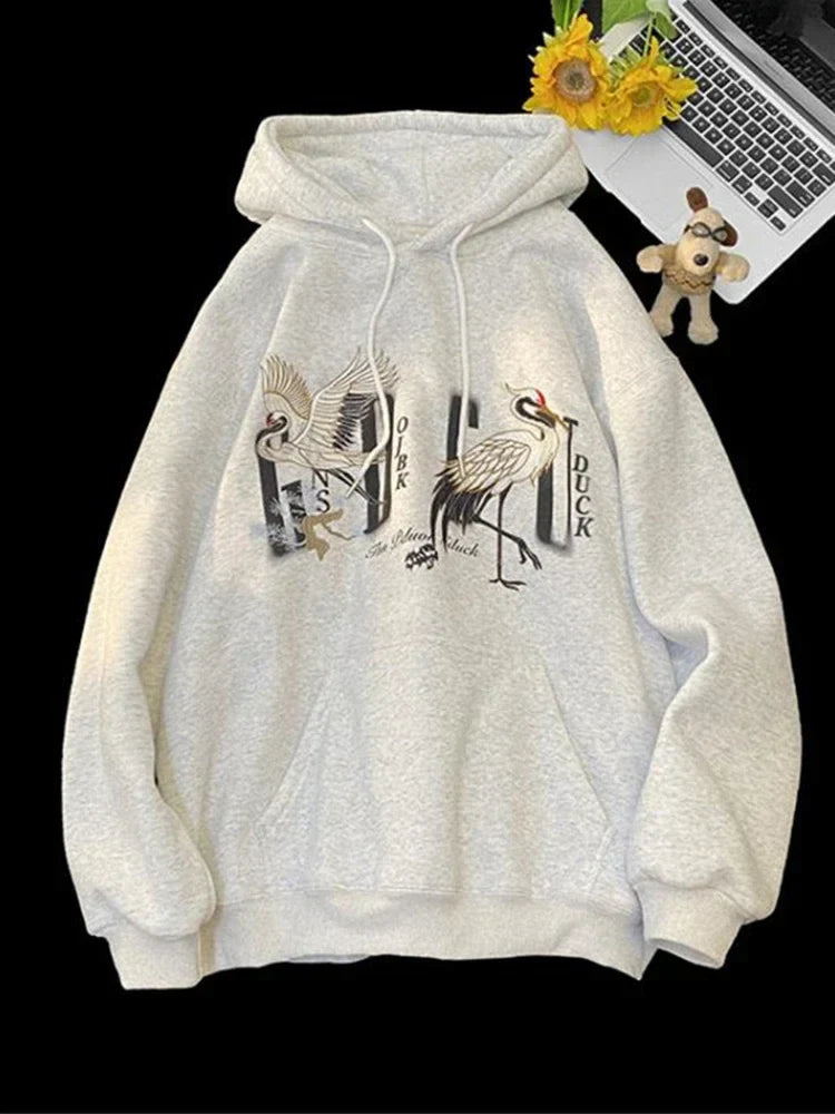 Chinese Crane Pullover Hoodie
