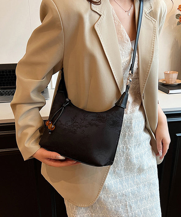 Beige Embroidered Crossbody Bag