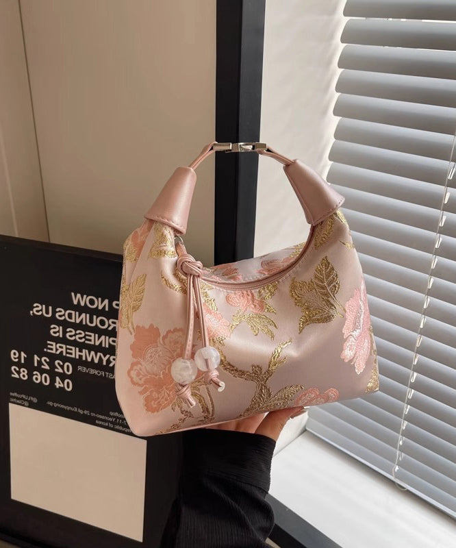 Versatile Beige Tote Embroidered Bag