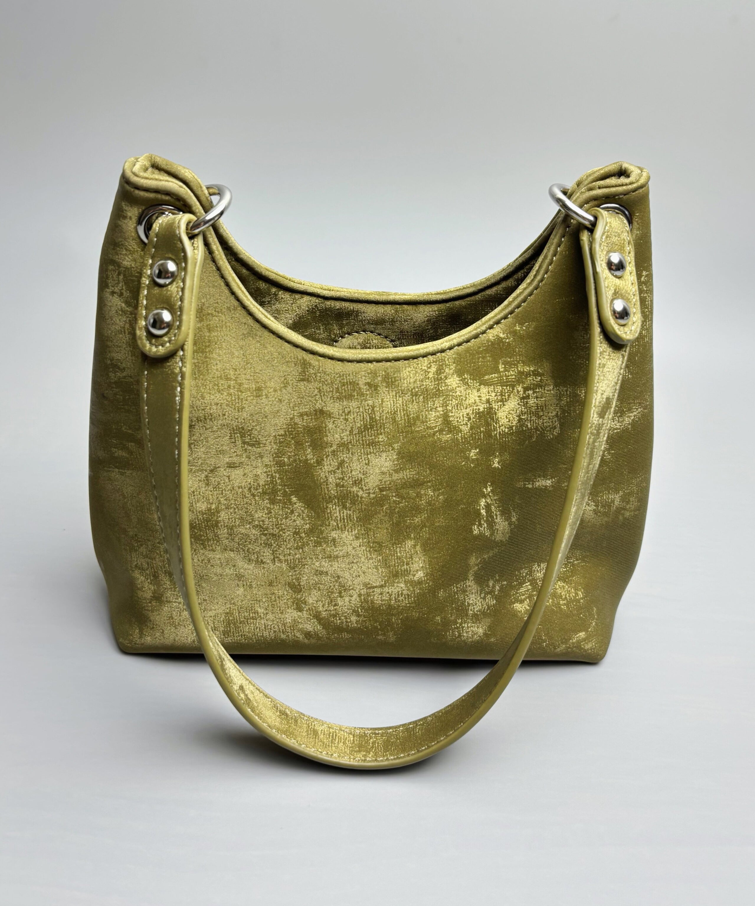 Green Silk Rhinestone Letter Shoulder Bag