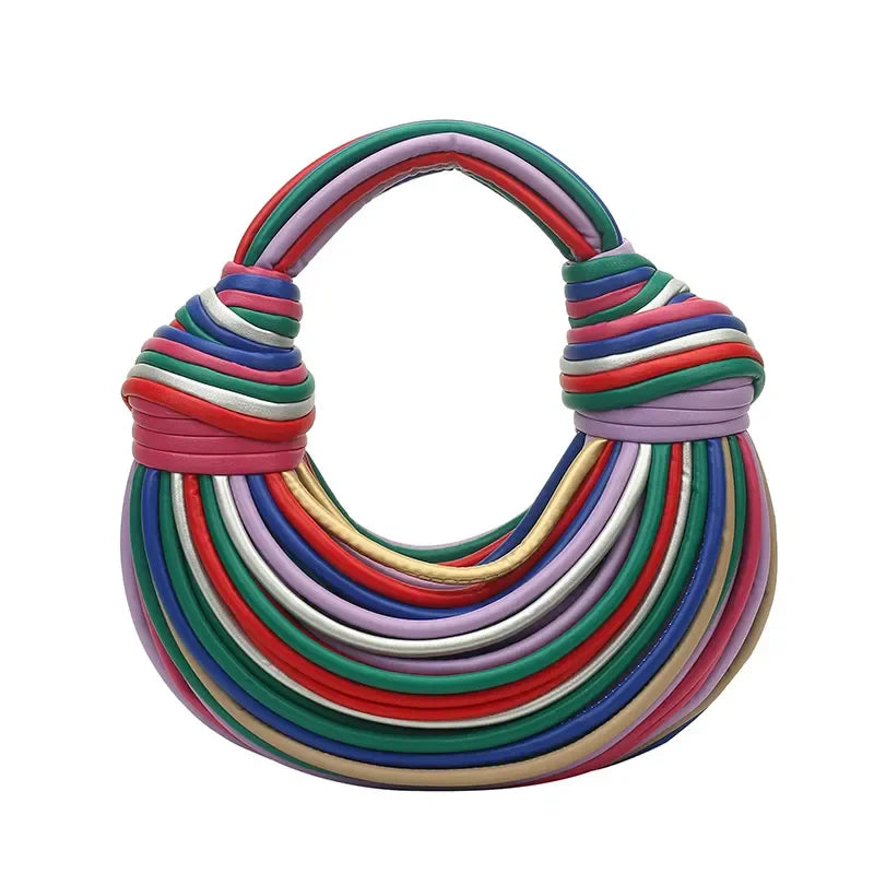 Colourful Rainbow Noodles Shaped Luxury Designer Women Handbag Clutch