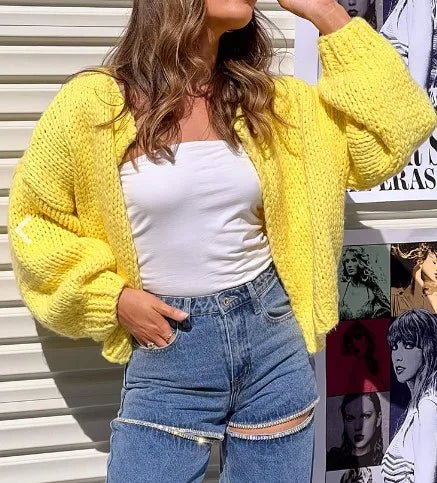 Bow Tie Front V-neck Cardigan