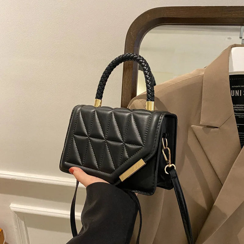 Fashion Plaid PU Leather Small Square Crossbody Handbag