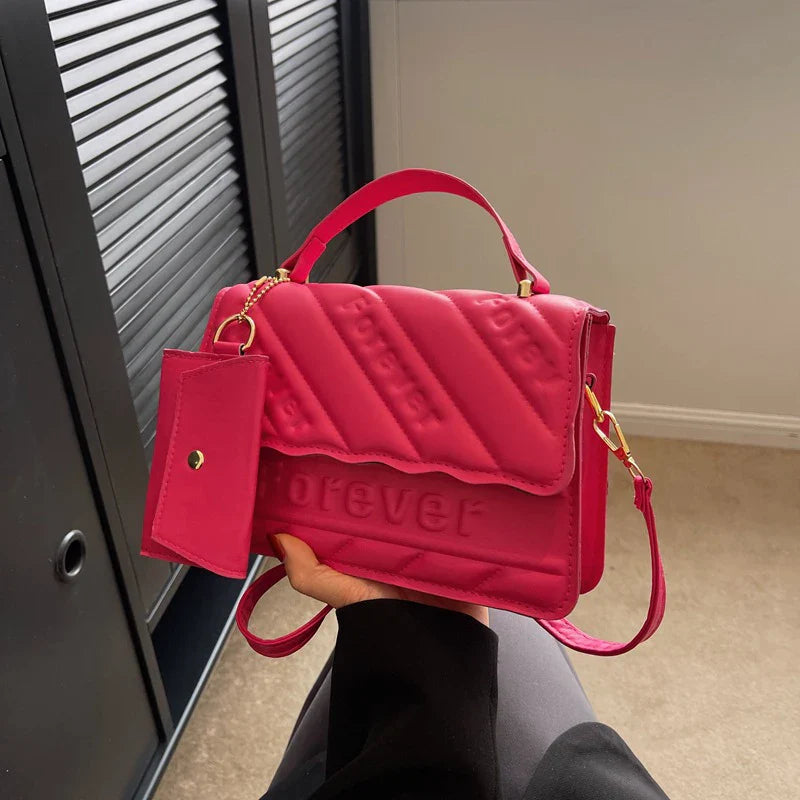 Quilted PU Leather Small Crossbody Handbag