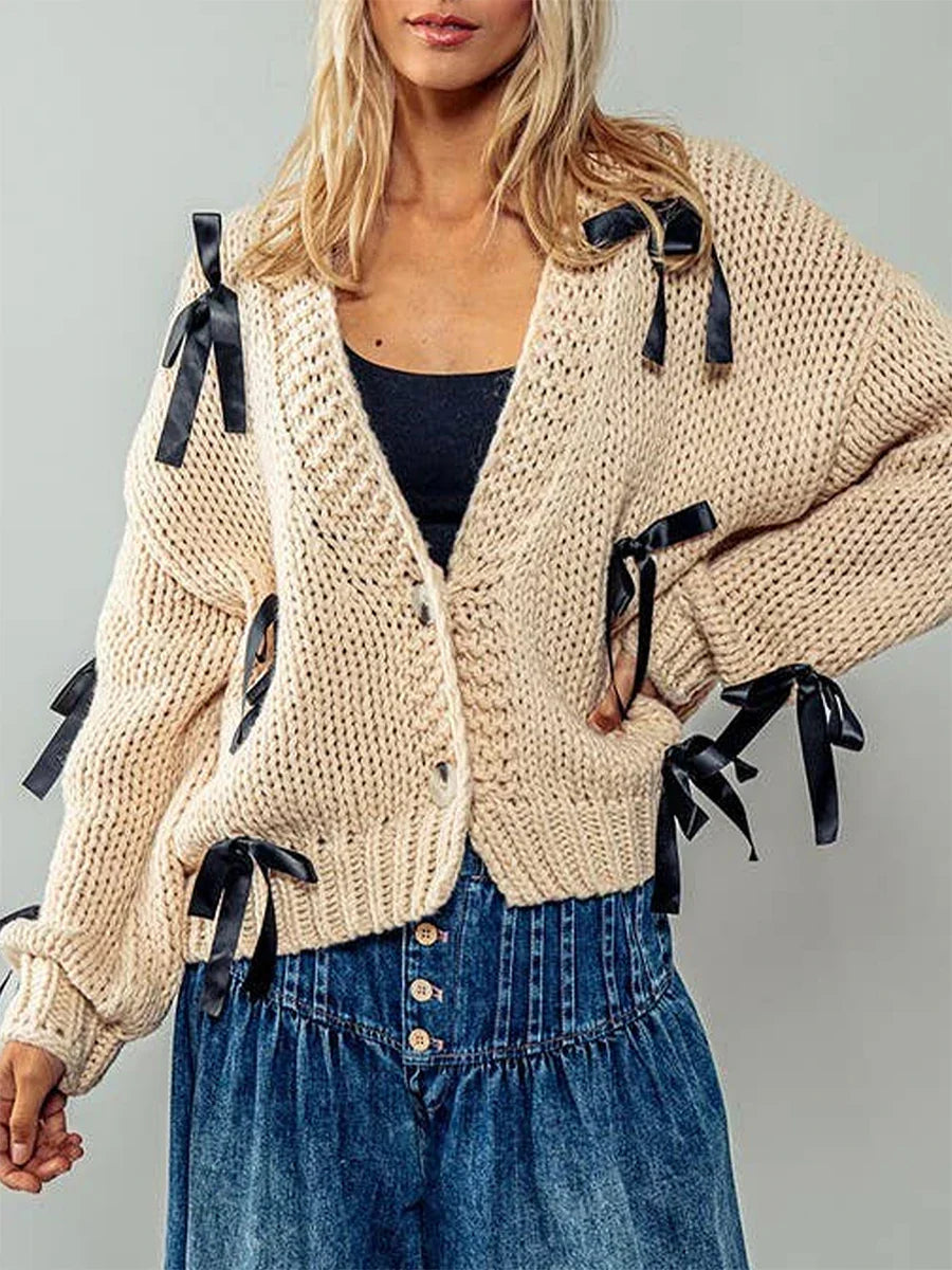 Sequined V-neck Knit Cardigan