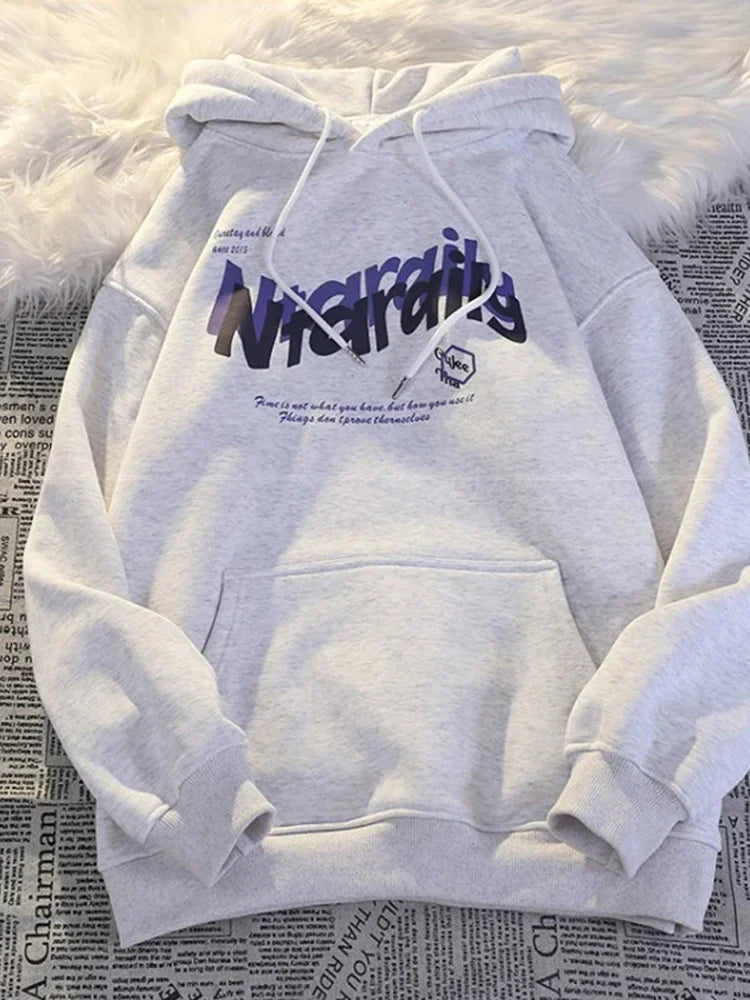 Goth Letter Print Casual Oversized Hoodie