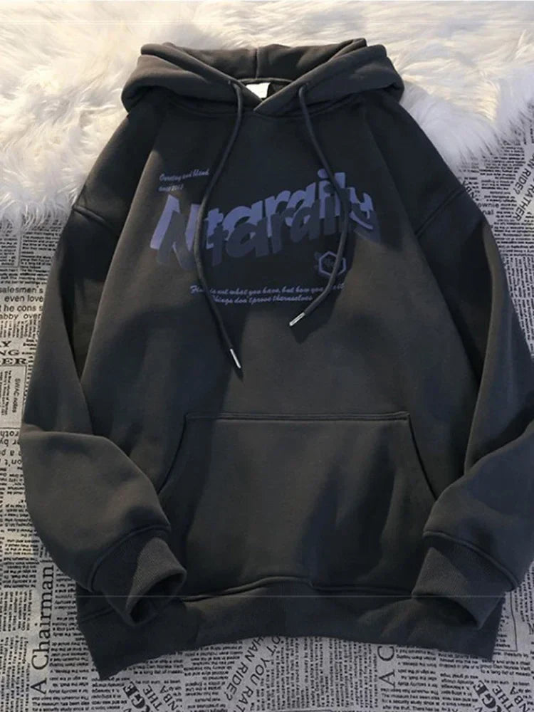 Goth Letter Print Casual Oversized Hoodie