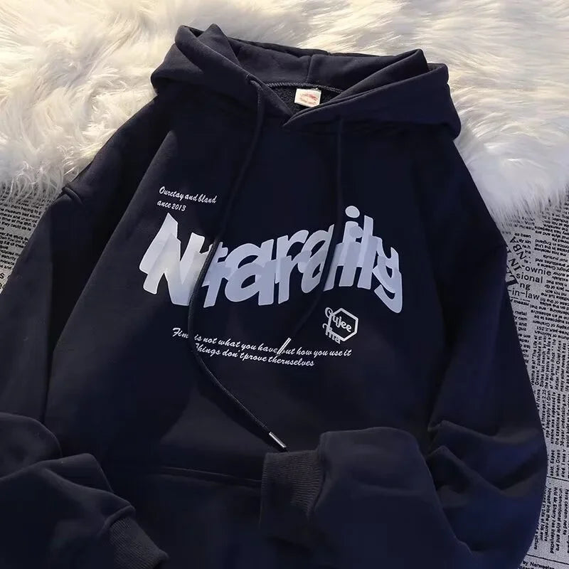 Goth Letter Print Casual Oversized Hoodie