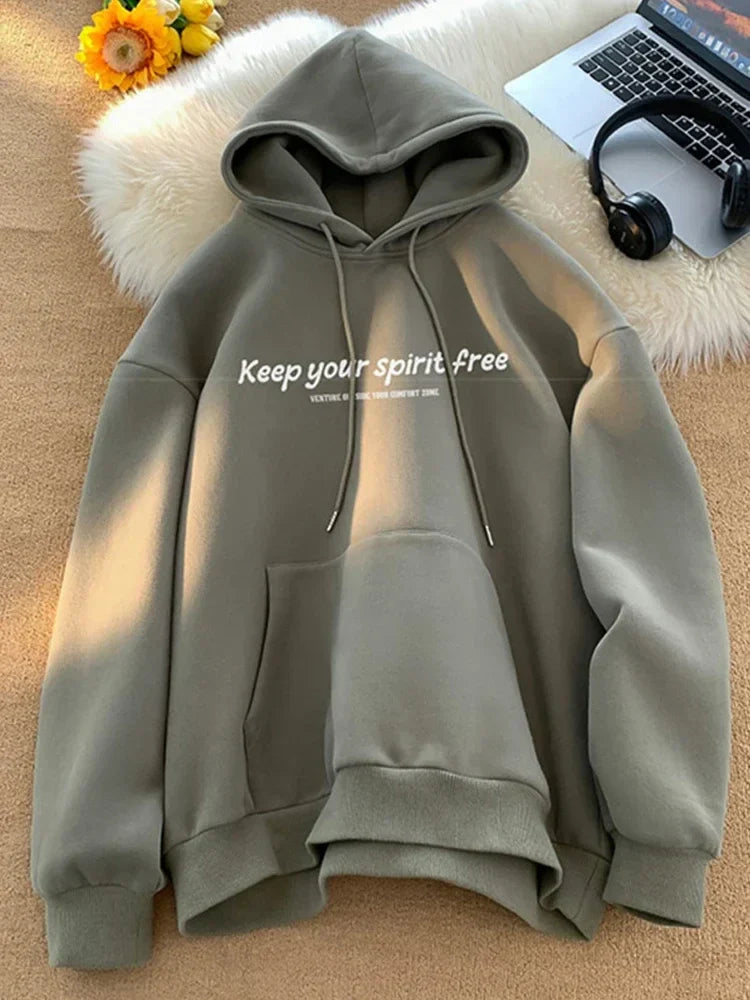 Spirit Free Letter Printed Hoodie