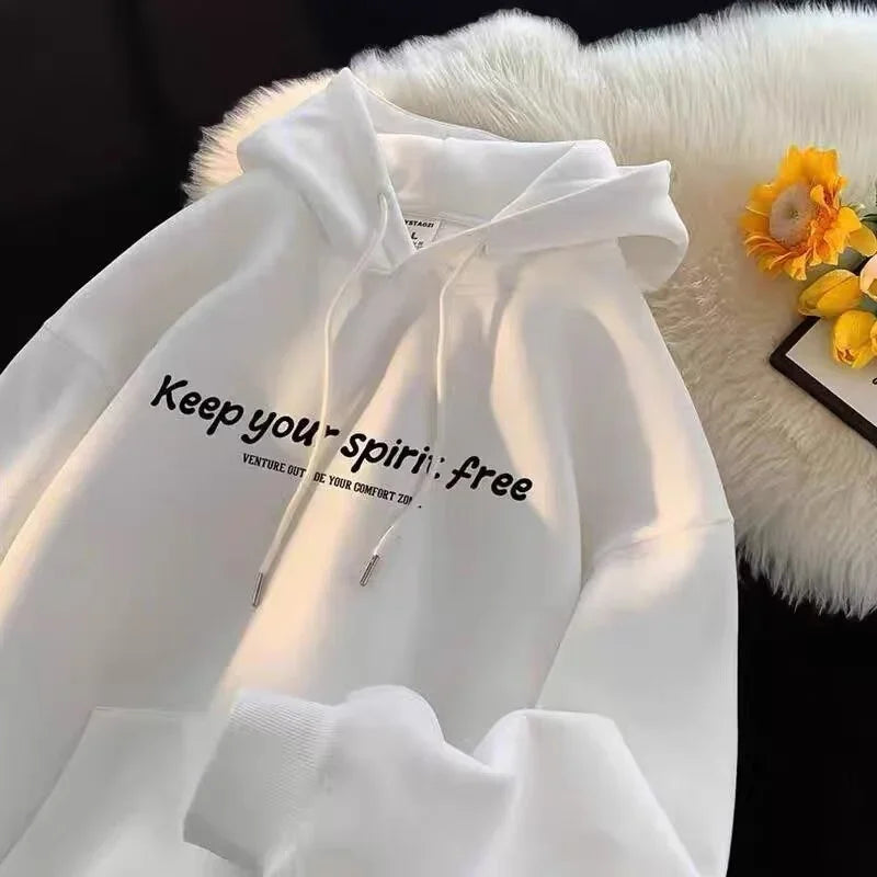 Spirit Free Letter Printed Hoodie