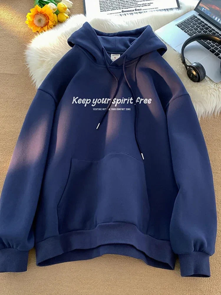 Spirit Free Letter Printed Hoodie