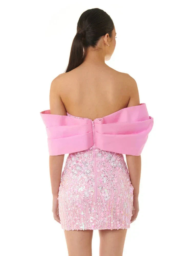Sequin Off Shoulder Bodycon Mini Dress