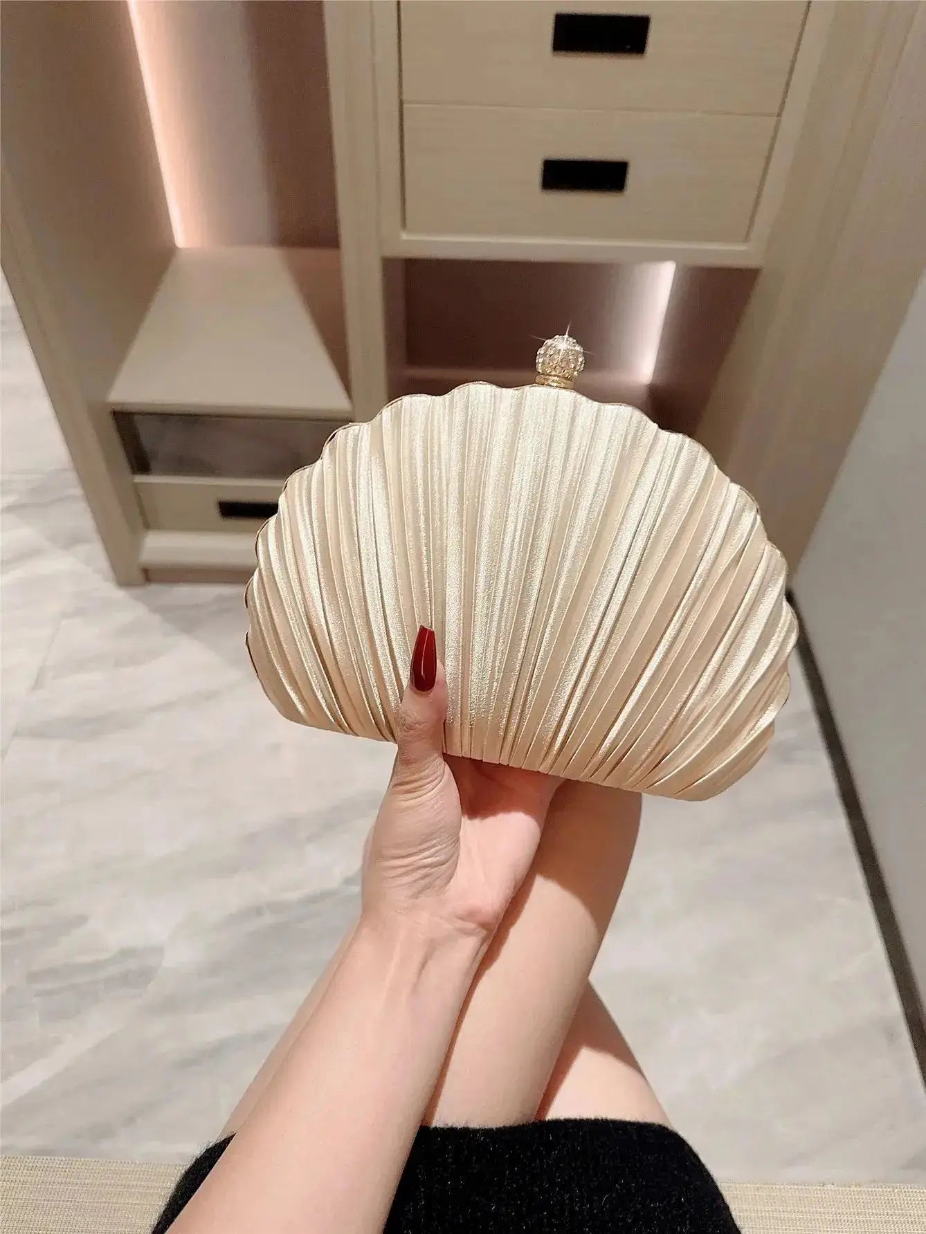 New Shell Evening Bag Diamond Design Clutch Bag