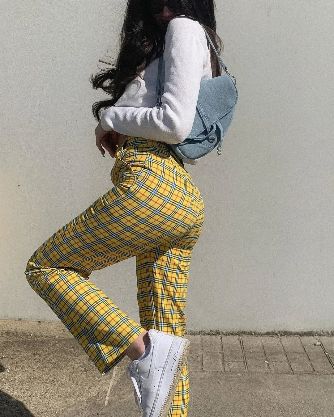 High-Waisted Slimming Casual Plaid Trend Pant