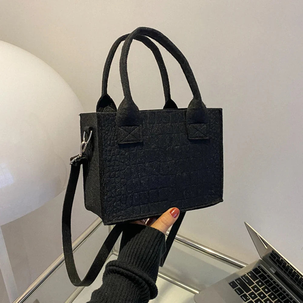 Felt Mini Tote Autumn Winter Small Square Handbag
