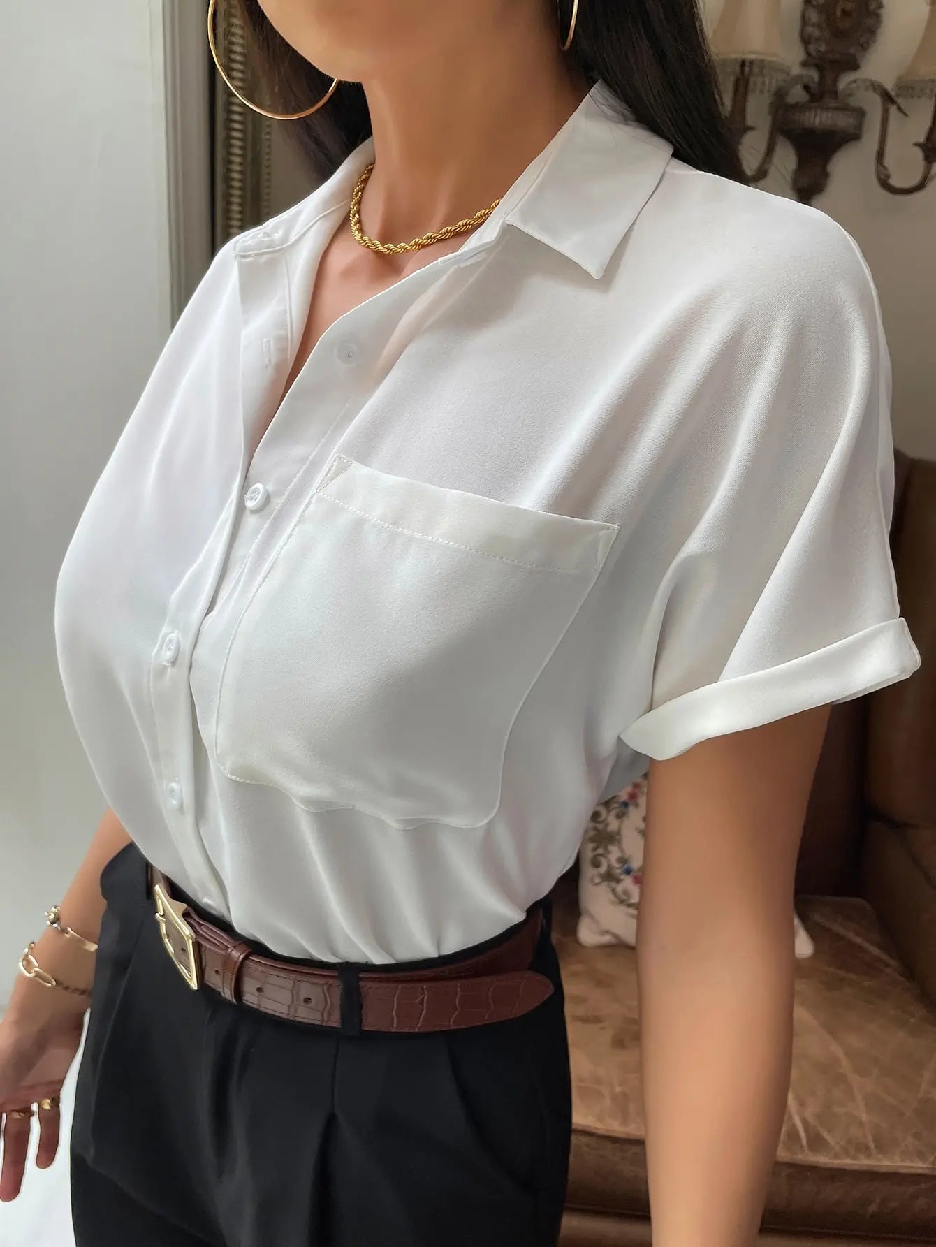 Chiffon Short-Sleeved Casual Blouse
