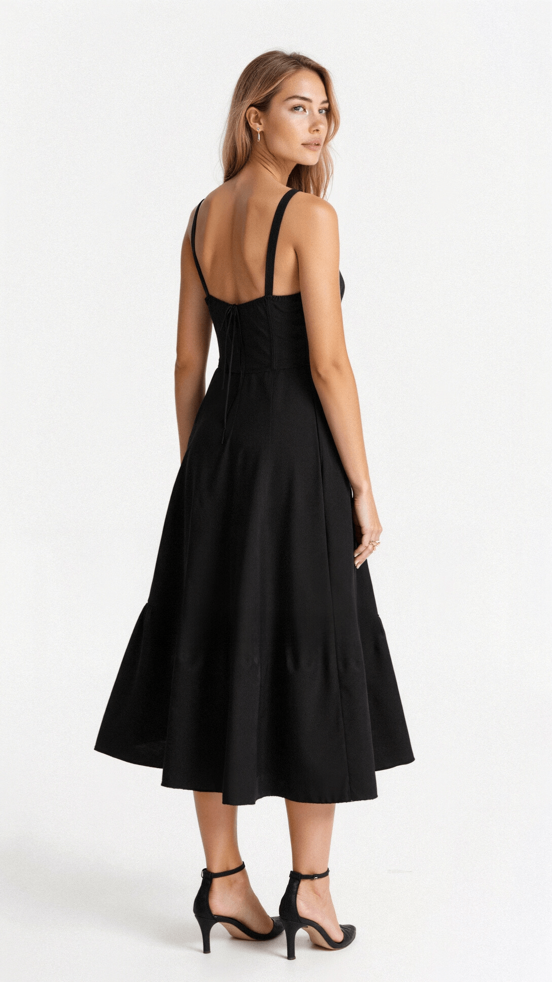 Floral Sweetheart Neck Tie Front High Split Midi Dress 5