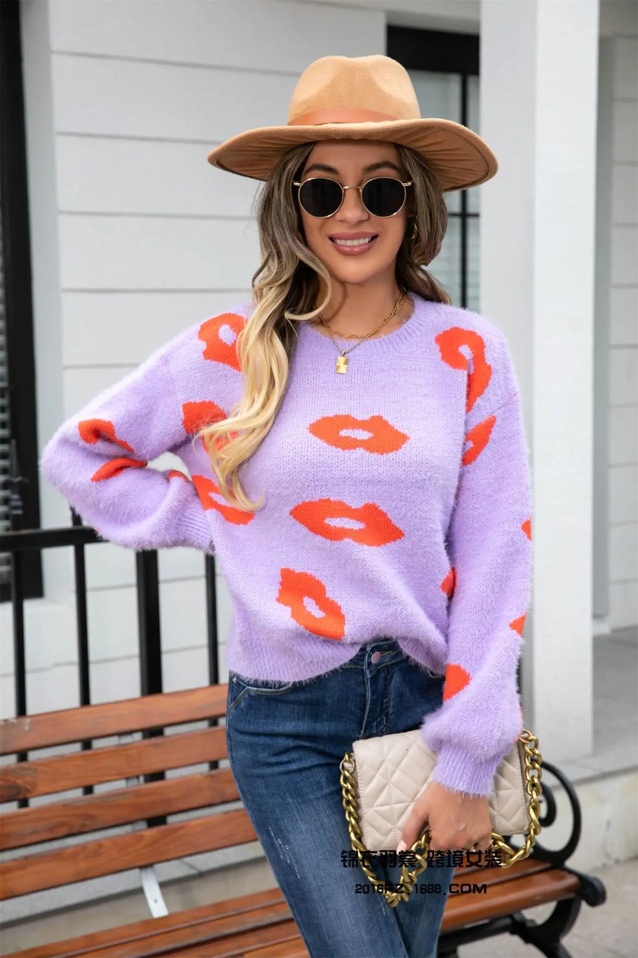 Lip Fur  Crochet  Work Sweater