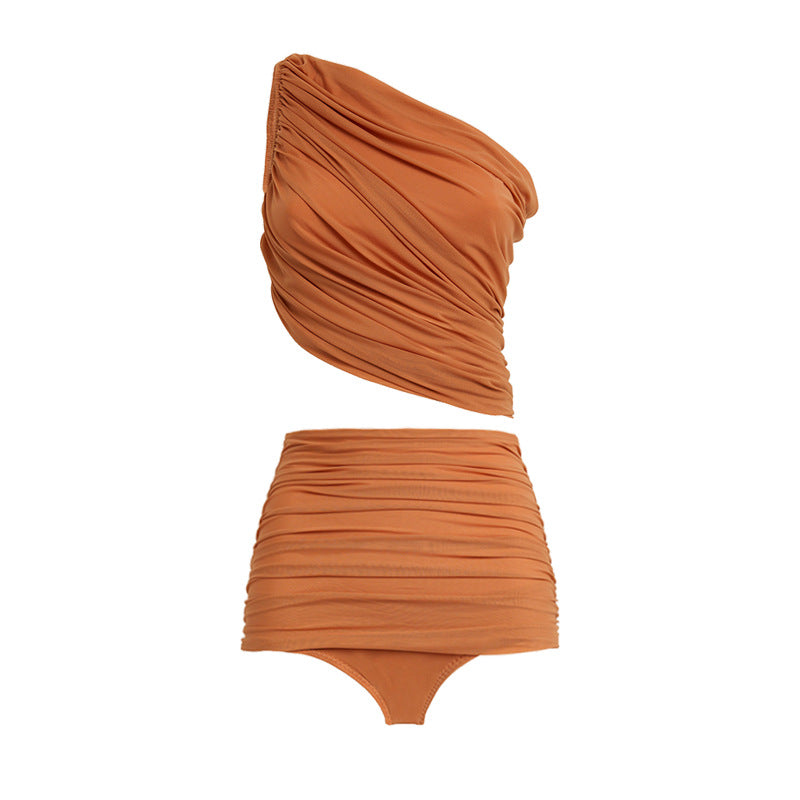 Dune Dance One Shoulder Bikini Set - Orange