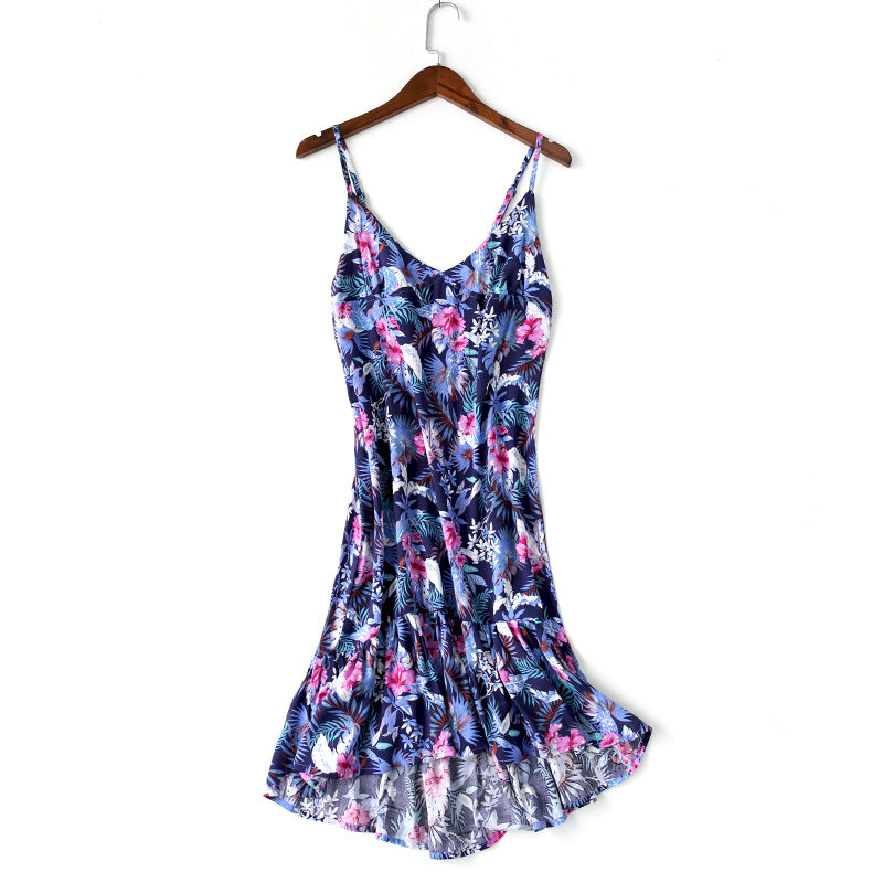Floral Print Ruffle Hem Mini Dress  Fashionpara