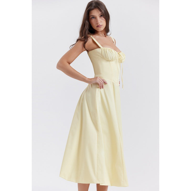 Floral Sweetheart Neck Corset High Split Midi Dress 6