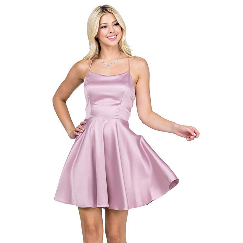 Leandra Satin Skater Dress - Fashionpara