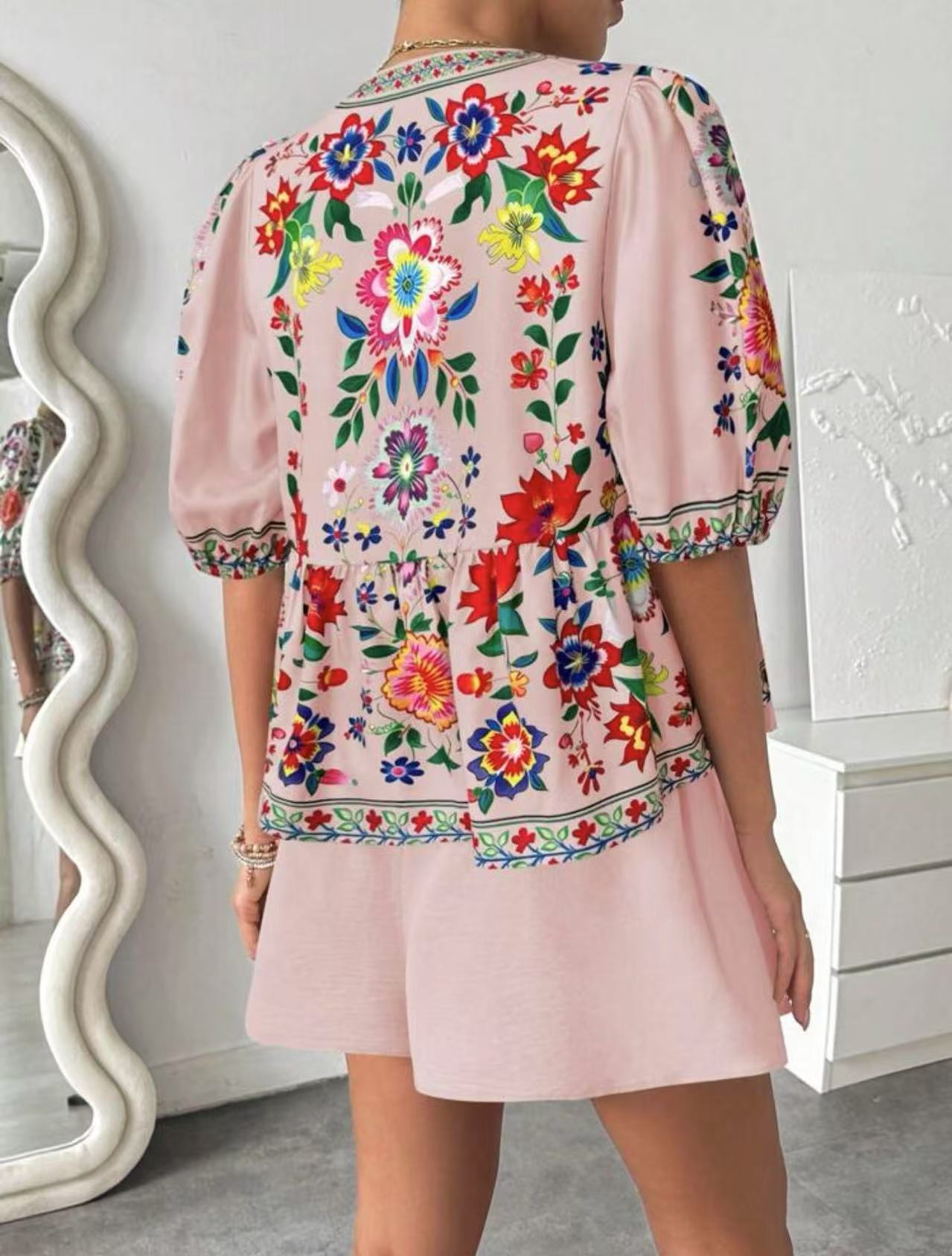 Off Shoulder Vintage Printed Top