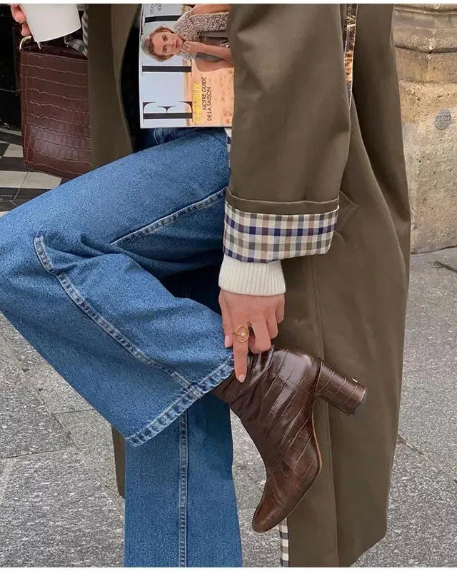 Maple Trail Plaid Lined Trench Coat for Stylish Warmth