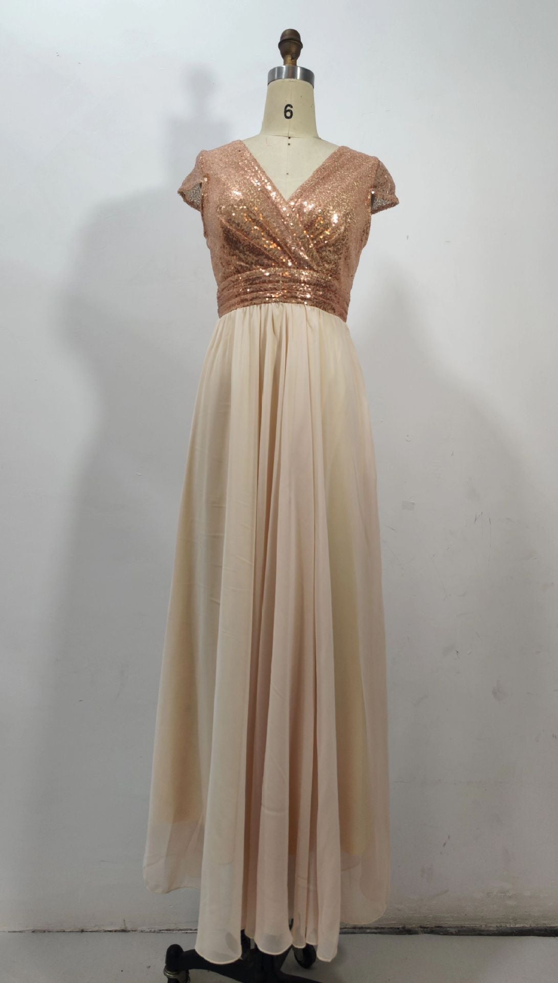 V Neck Long Formal Dress with Sequins - Fashionpara