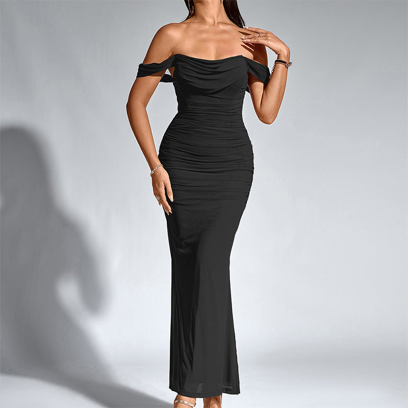 Off Shoulder Ruched Bodycon Mermaid Maxi Dress 2