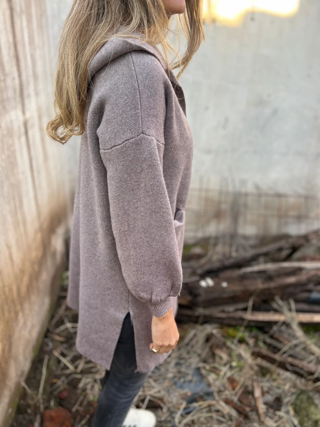 ShoptheCIC Mid-Length Woolen Hooded Jacket with Pockets