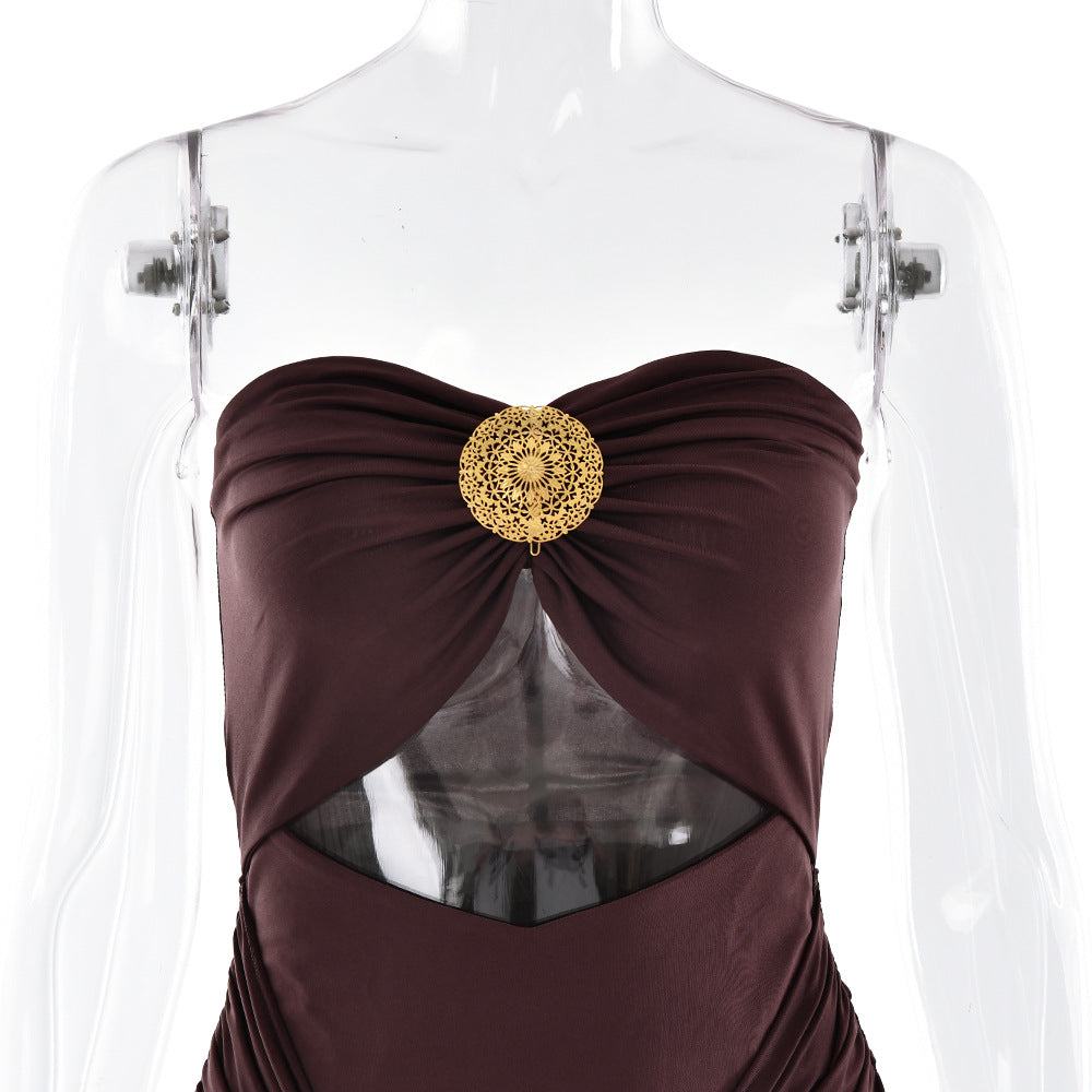 Lucian Maxi Dress-Brown