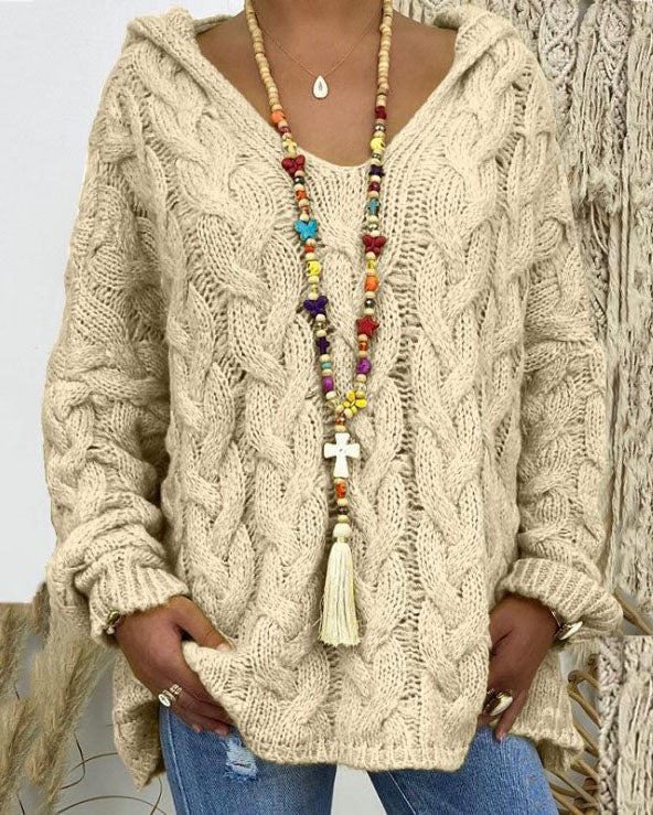 ShoptheCIC Thick Knit Hooded Sweater for Cozy Comfort