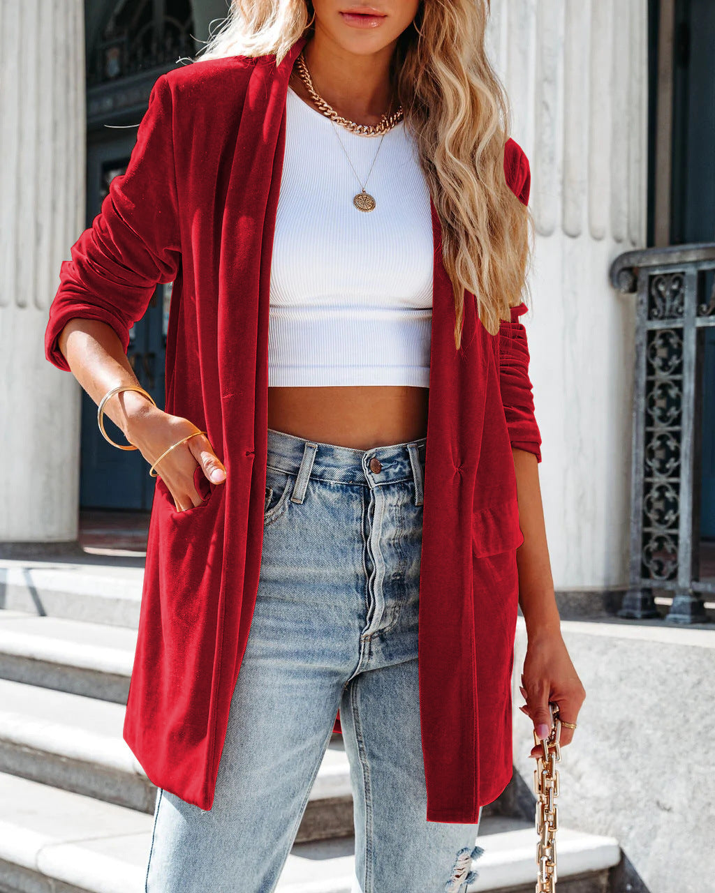 ShoptheCIC Luxe Velvet Cardigan Coat for Effortless Style