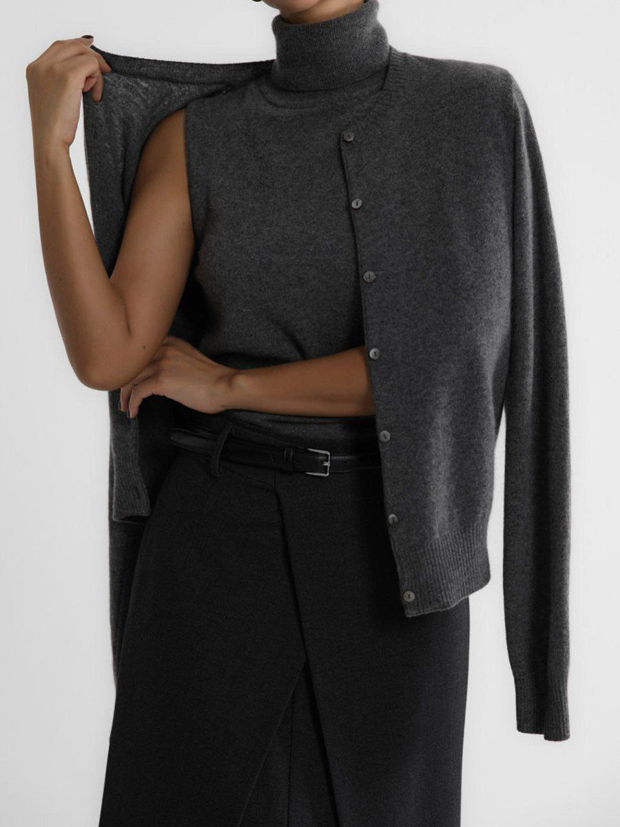 ShoptheCIC Simple Turtleneck Vest Sweater for Effortless Style