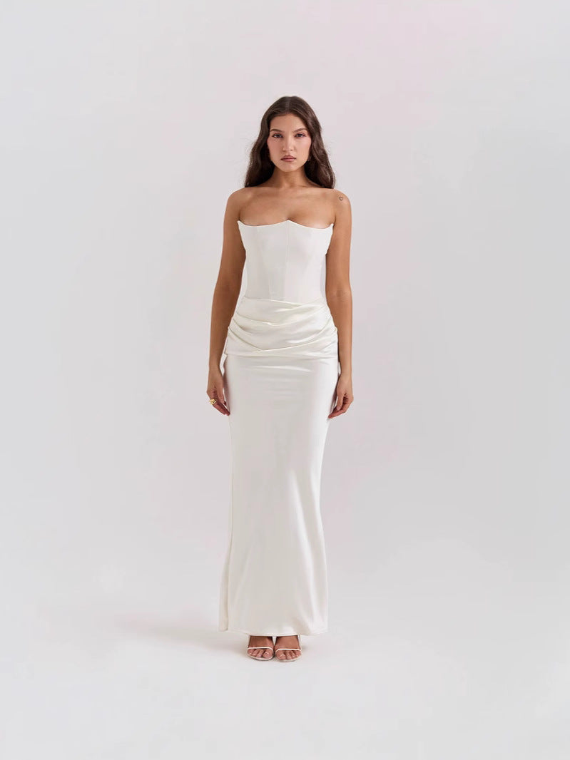 Strapless Backless Fitted Evening Gown Dress - Fashionpara