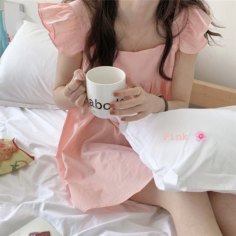 Square Neck Puff Sleeve Babydoll Mini Dress