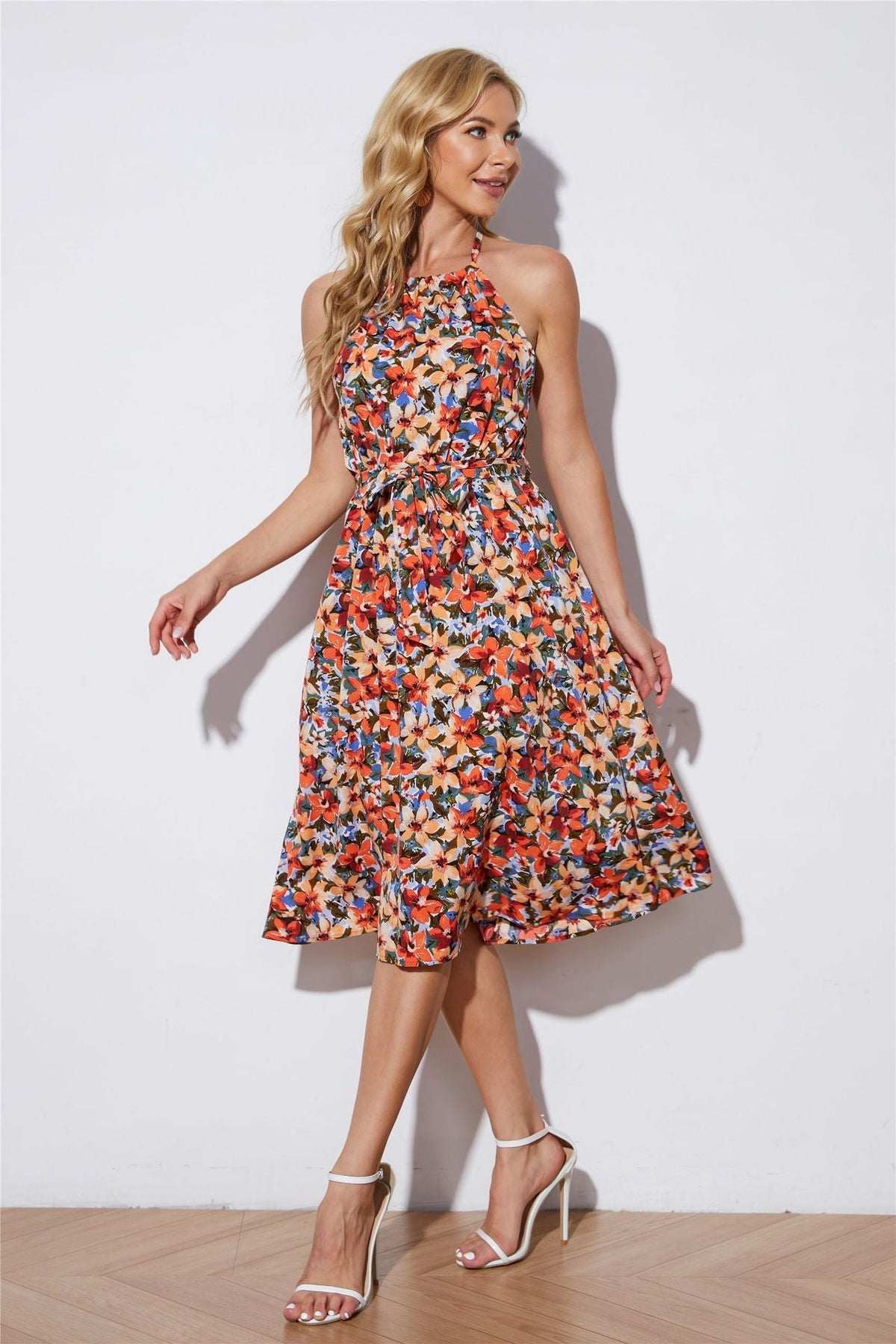 Night Fever Smocked Puff Sleeve Midi Dress