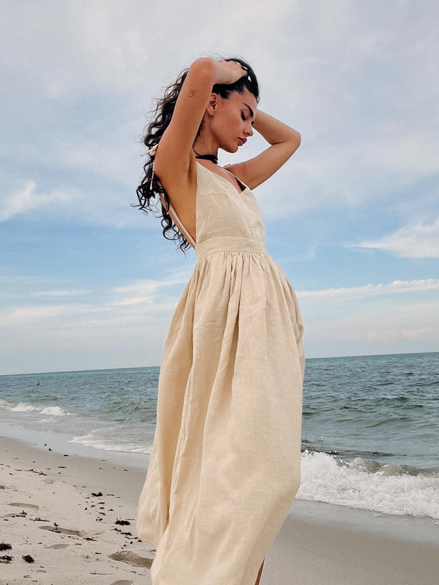 Crochet Cutie Linen Maxi Dress - Fashionpara