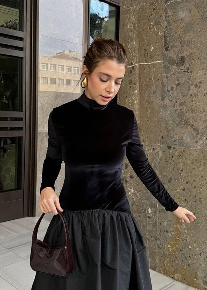 Elise Velvet & Taffeta Maxi Dress - View 3