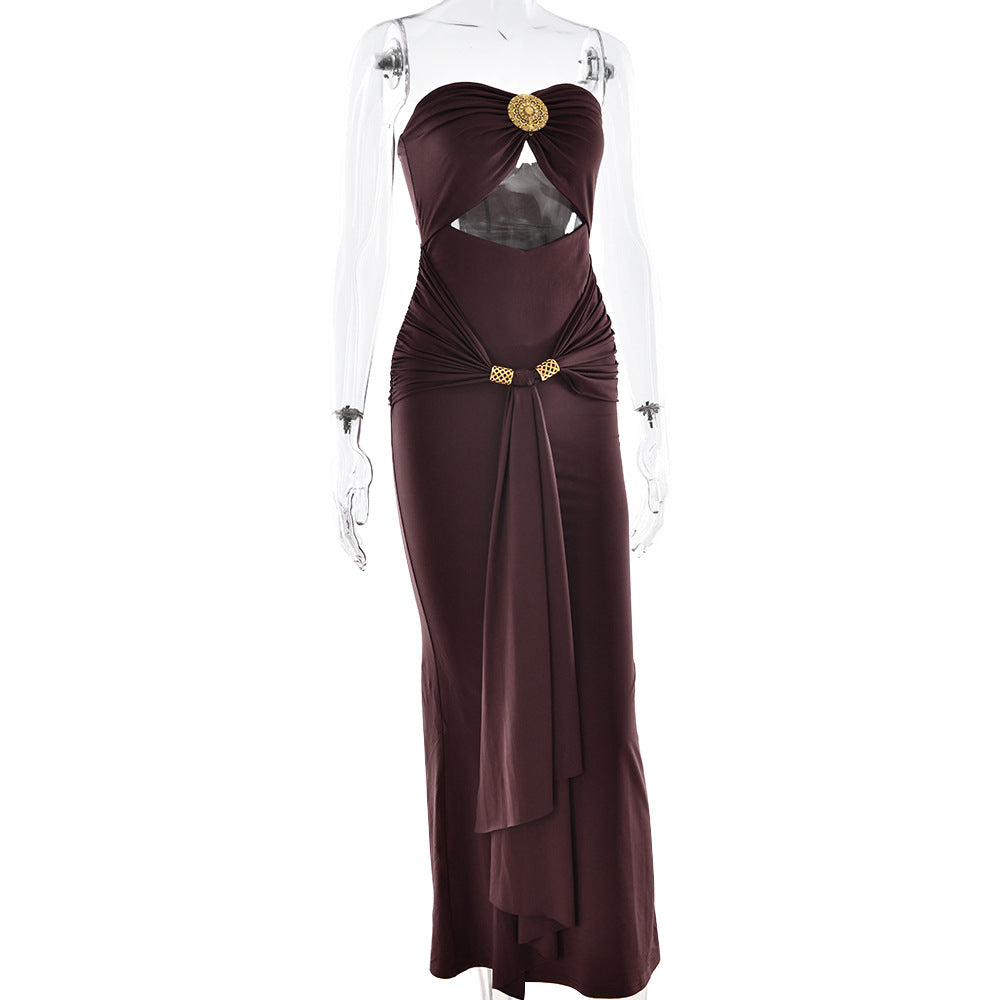 Lucian Maxi Dress-Brown