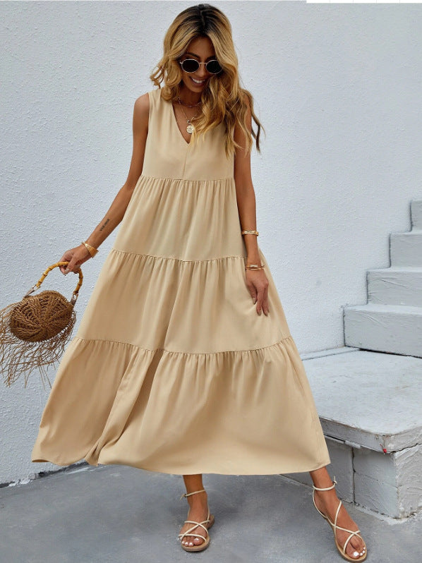 Braxton Cotton Pocketed Tiered Midi Dress